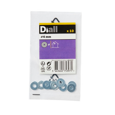 Diall M4 Carbon Steel Penny Washer(Dia)4mmPack Of 10 from B&Q