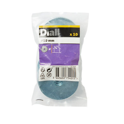B&Q -  M10 Carbon Steel Penny Washer(Dia)10mmPack Of 10