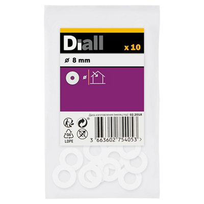 Diall M8 Nylon WasherPack Of 10 from B&Q