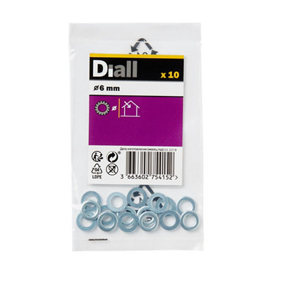 Diall M6 Steel Shakeproof Washer(Dia)6mmPack Of 10 from B&Q