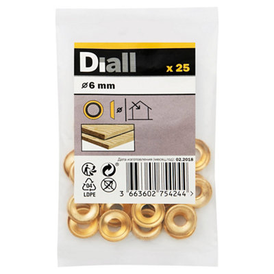 Diall M6 Brass Screw Cup Washer(Dia)6mmPack Of 25 from B&Q