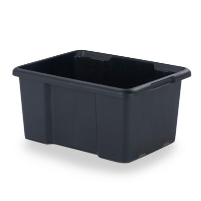 Form Fitty Black 26L Plastic Stackable Storage Box from B&Q