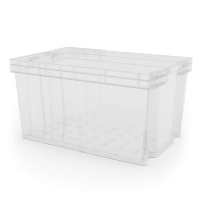 Form Xago Heavy Duty Clear 51L Plastic Stackable Storage Box from B&Q