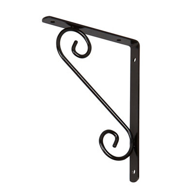 GoodHome Antik Black Antique Effect Steel Shelving Bracket (H)150mm (D)200mm from B&Q