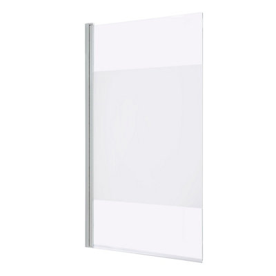 GoodHome Calera Straight Frosted Glass White Bath Screen (W)865mm (H)1400mm from B&Q