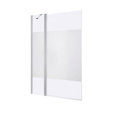 GoodHome Calera Straight 2 Panel Frosted Glass White Bath Screen (W)1040mm (H)1400mm from B&Q