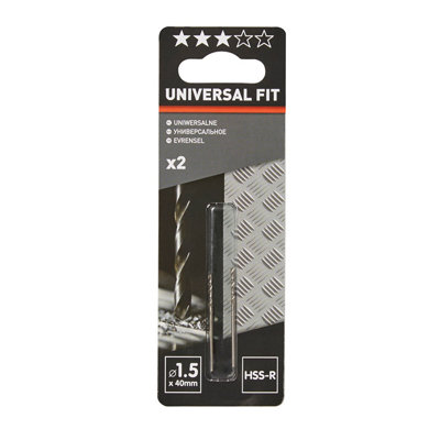 Universal Round Metal Drill Bit (Dia)1.5mm (L)40mmPack Of 2 from B&Q