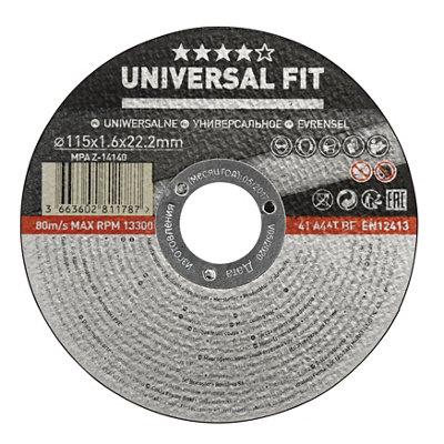 Universal Cutting Disc 115mm X 1.6mm X 22.2mm from B&Q