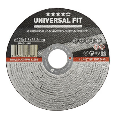 Universal Cutting Disc 125mm X 1.6mm X 22.2mm from B&Q