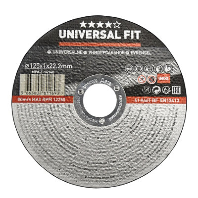 Universal Inox & Metal Cutting Disc 125mm X 1mm X 22.2mm from B&Q