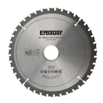 Erbauer Multi-Material 190mm Circular Saw Blade 40T from B&Q