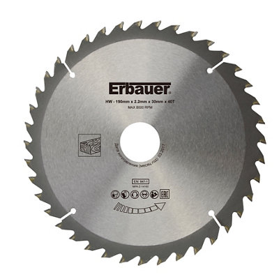 Erbauer Wood 190mm Circular Saw Blade 40T from B&Q