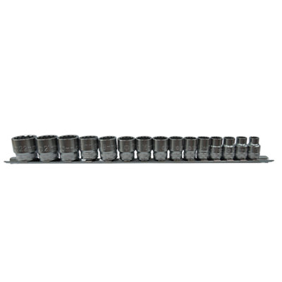 Magnusson ⅜" Standard Socket Rail Clip Set (15 Piece) from B&Q