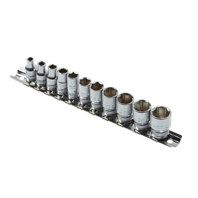 Magnusson ¼" Standard Socket Rail Clip Set (11 Piece) from B&Q