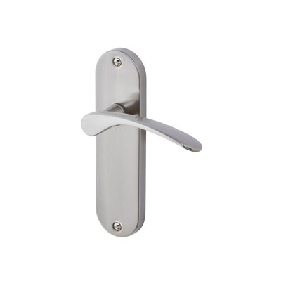Colours Beare Satin Nickel Effect Aluminium & Steel Curved Latch Door Handle (L)110mm from B&Q
