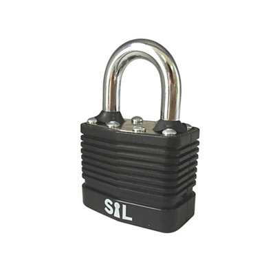 Smith & Locke Laminated Steel Black Open Shackle Padlock (W)45mm from B&Q