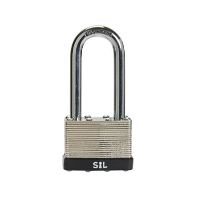 Smith & Locke Laminated Steel Black Long Open Shackle Padlock (W)50mm from B&Q