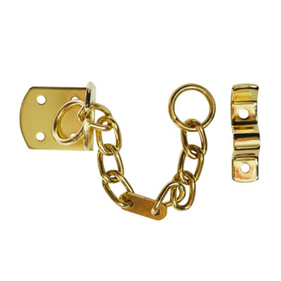 B&Q -  Polished Brass Effect Steel Door Chain(L)208mm