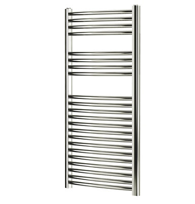 Flomasta Chrome Effect Hydraulic Curved Towel Warmer (W)450mm X (H)1100mm from B&Q