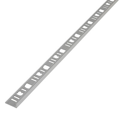 Diall Polished Chrome Effect 8mm Straight Aluminium External Edge Tile Trim(W)22mm from B&Q