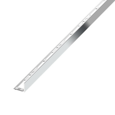 Diall Polished Chrome Effect 12.5mm Straight Aluminium External Edge Tile Trim(W)22mm from B&Q