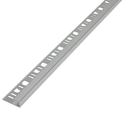 Diall Polished Chrome Effect 8mm Straight Aluminium External Edge Tile Trim(W)22mm from B&Q