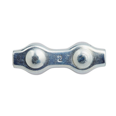 Diall Duplex Zinc-Plated Steel Wire Rope Clamp (L)90mm (Dia)2mmPack Of 2 from B&Q