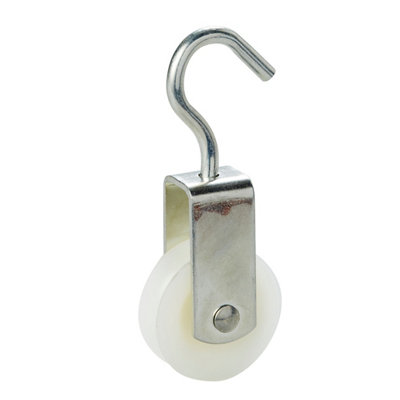 Diall Zinc-Plated White 1 Wheel Pulley(Dia)40mm (Max)15Kg from B&Q