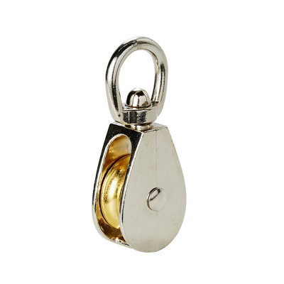 B&Q -  Nickel & Zinc-Plated Grey & Yellow 1 Wheel Pulley(Dia)32mm (Max)50Kg