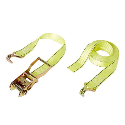 Diall 2 Hook Yellow Ratchet Tie Down & Hook (L)4.5M (W)35mm from B&Q