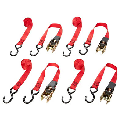 Diall 2 Hook Red Ratchet Strap (L)3M (W)25mmPack Of 4 from B&Q