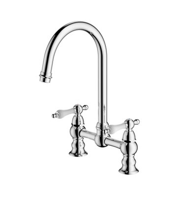 Cooke & Lewis Sherrard Chrome Effect Kitchen Deck Bridge Tap from B&Q