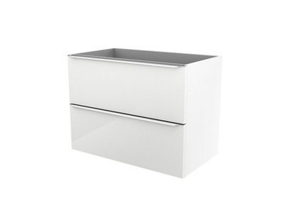 GoodHome Imandra Gloss White Wall-Mounted Bathroom Vanity Unit (H) 600mm (W) 800mm from B&Q