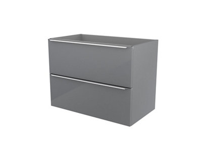 GoodHome Imandra Gloss Grey Wall-Mounted Bathroom Vanity Unit (H) 600mm (W) 800mm from B&Q