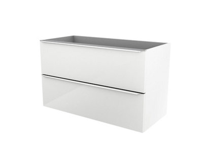 GoodHome Imandra Gloss White Wall-Mounted Bathroom Vanity Unit (H) 600mm (W) 1000mm from B&Q