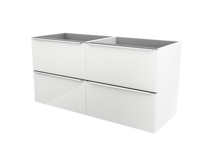 GoodHome Imandra Gloss White Wall-Mounted Bathroom Vanity Unit (H) 600mm (W) 1200mm from B&Q