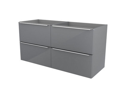 GoodHome Imandra Gloss Grey Wall-Mounted Bathroom Vanity Unit (H) 600mm (W) 1200mm from B&Q