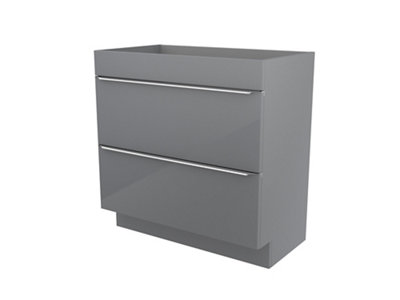 GoodHome Imandra Gloss Grey Freestanding Bathroom Cabinet (H) 820mm (W) 800mm from B&Q