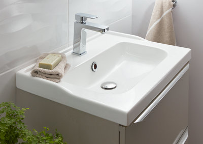 GoodHome Lana White Rectangular Counter Top Basin (W)60Cm from B&Q
