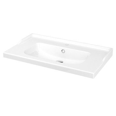 GoodHome Lana White Rectangular Counter Top Basin (W)80.4Cm from B&Q