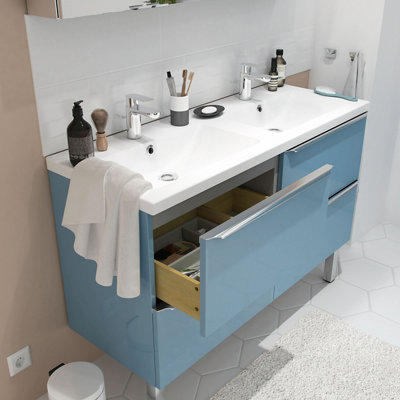GoodHome Mila White Rectangular Double Counter Top Basin (W)120Cm from B&Q