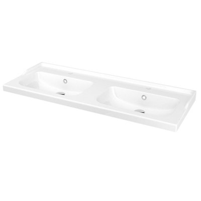 GoodHome Lana White Double Counter Top Basin (W)120.4Cm from B&Q