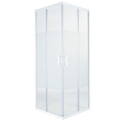 Cooke & Lewis Onega Framed Frosted Square Shower EnclosureCorner Entry Double Sliding Door (W)80Cm (D)80Cm from B&Q