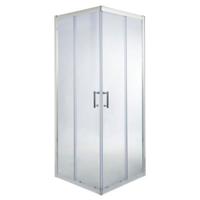 Cooke & Lewis Onega Framed Clear Silver Effect Square Shower EnclosureCorner Entry Double Sliding Door (W)80Cm (D)80Cm from B&Q