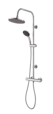 GoodHome Lidia Chrome Effect Wall-Mounted Thermostatic Mixer Shower With 2 Heads & 1.5M Hose Length from B&Q
