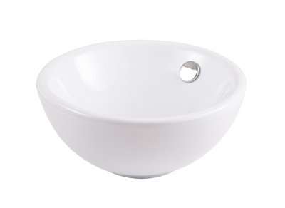 GoodHome Blanca Gloss White Round Single Counter Top Basin (W)31Cm from B&Q