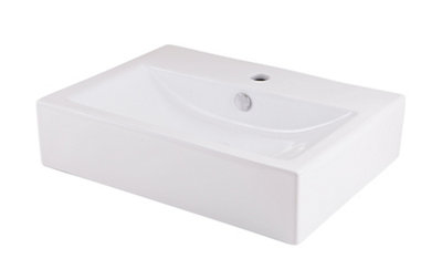 GoodHome Albena Gloss White Rectangular Single Counter Top Basin (W)54Cm from B&Q