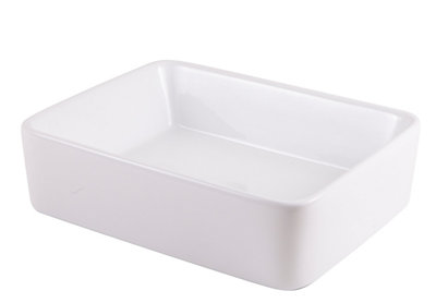 GoodHome Surma Gloss White Rectangular Single Counter Top Basin (W)48Cm from B&Q