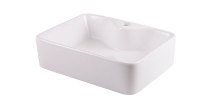 GoodHome Morfa Gloss White Rectangular Counter Top Basin (W)48.5Cm from B&Q