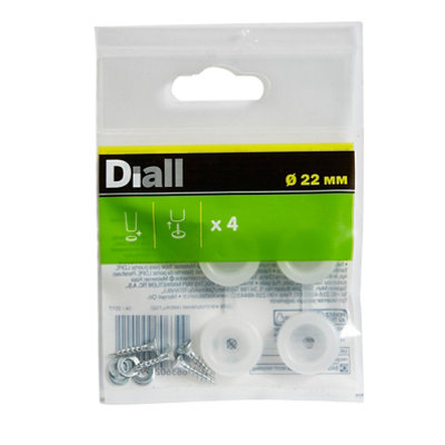 Diall White Ldpe & Steel Nail-In Glide (Dia)22mmPack Of 4 from B&Q